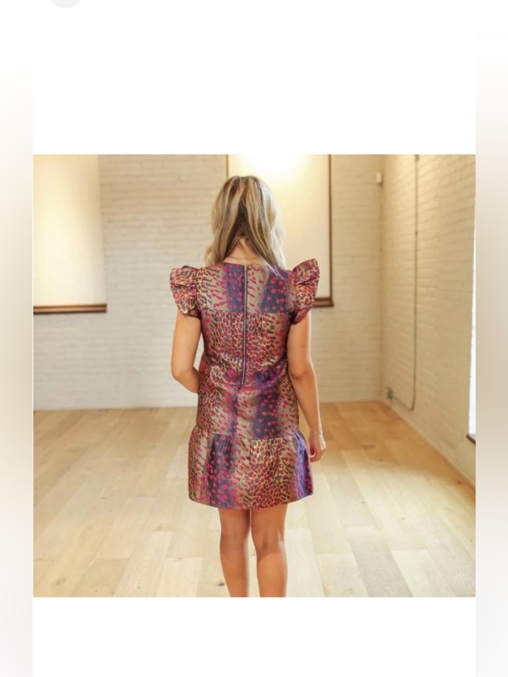 THML Metallic Wildcat Mini Flutter Sleeve Dress - Picture 4 of 12